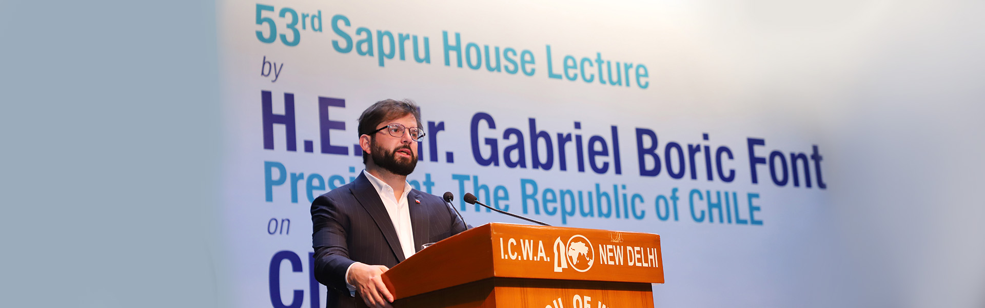 H.E. Mr. Gabriel Boric Font President of the Republic of Chile delivered 53rd Sapru House Lecture on “Chile and India: Side by Side on the Global South” at Sapru House, 2 April 2025